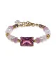 Tessin bracelet with pink glass stone, pearls & tourmaline – 24K/18K gold plated – Inspirations – View 3