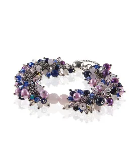 Santorin Luxus Armband mit Süßwasserperlen, Rosenquarz, Lapislazuli – Armbänder – Ansicht 1