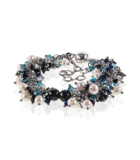 Onyx Noir Luxus-Klasse Armband-Süßwasserperlen,Onyx,Glaskristallen – Armbänder – Ansicht 1