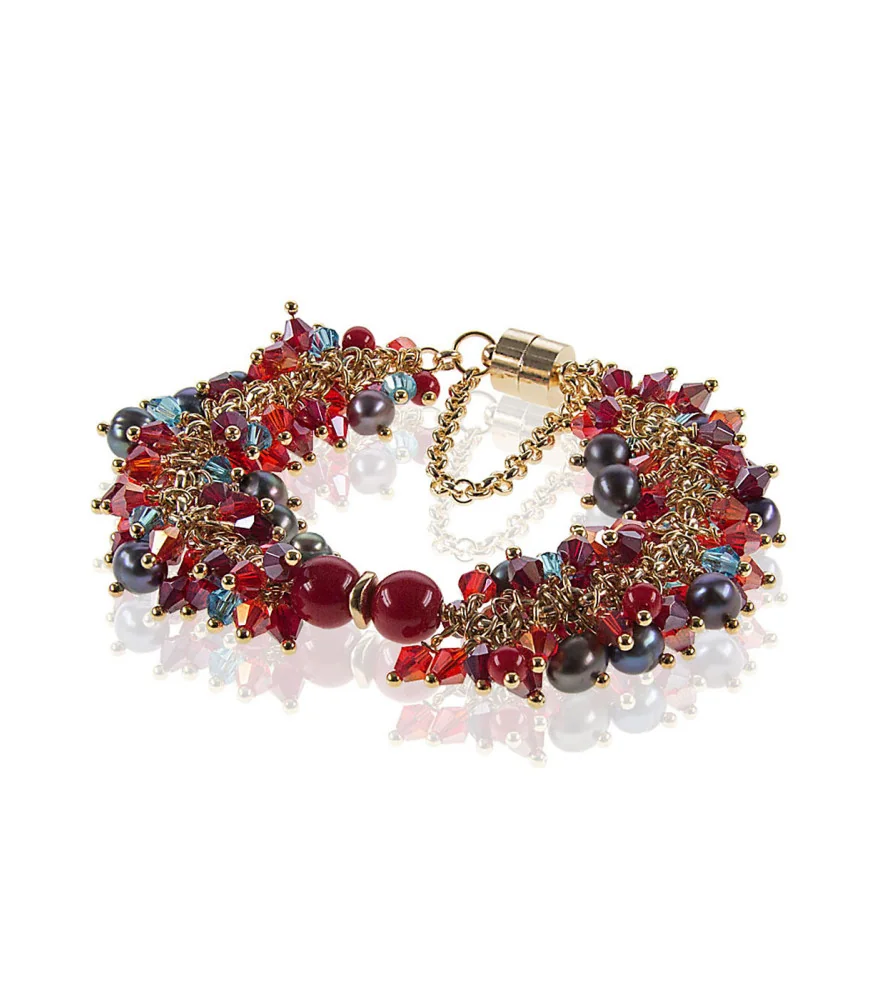 Corail royal Luxus-Klasse Armband-Süßwasserperlen,Rote Koralle,14K Gold – Armbänder – Ansicht 1
