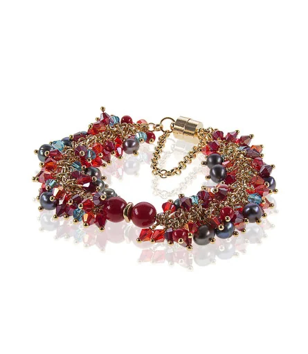 Corail royal Luxus-Klasse Armband-Süßwasserperlen,Rote Koralle,14K Gold – Armbänder – Ansicht 1