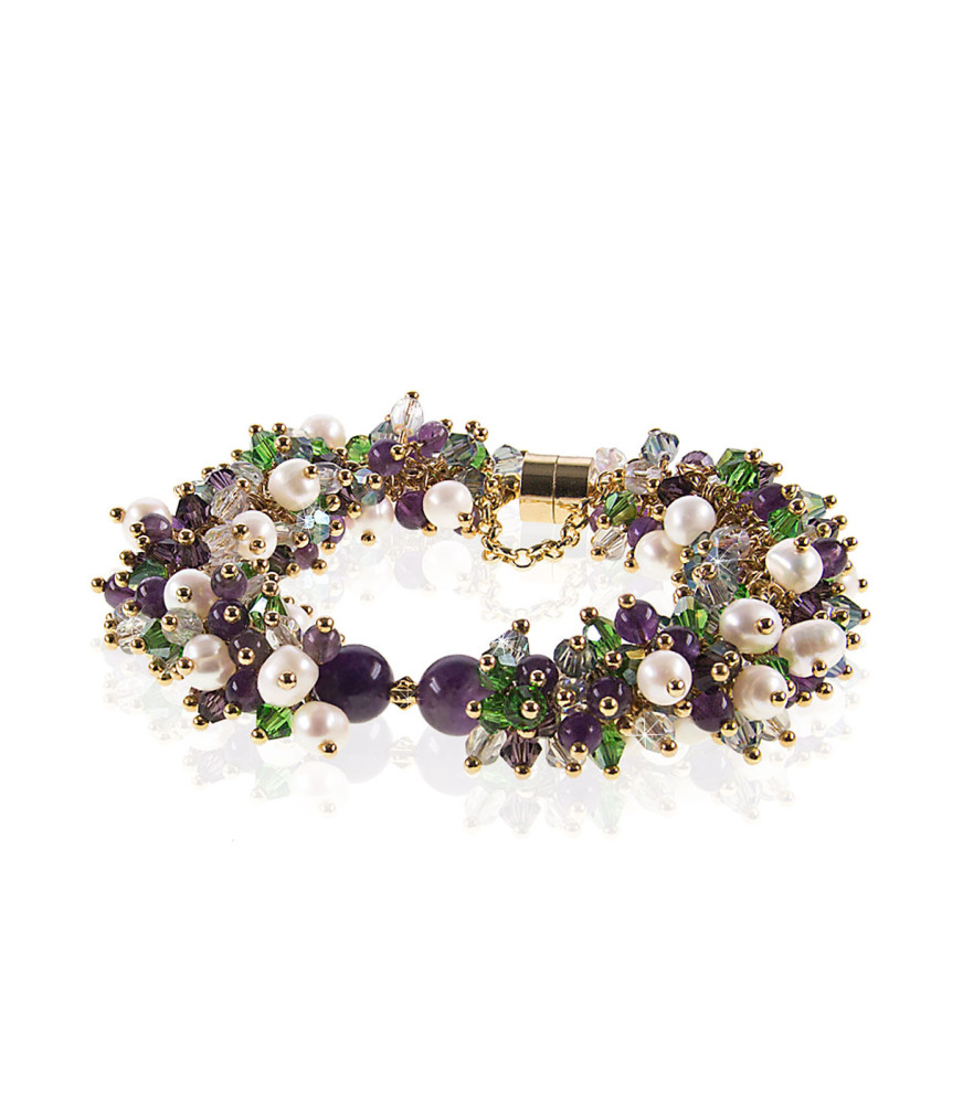 Azureus Luxus Armband-Süßwasserperlen,Amethyst,14K Gold – Armbänder – Ansicht 1