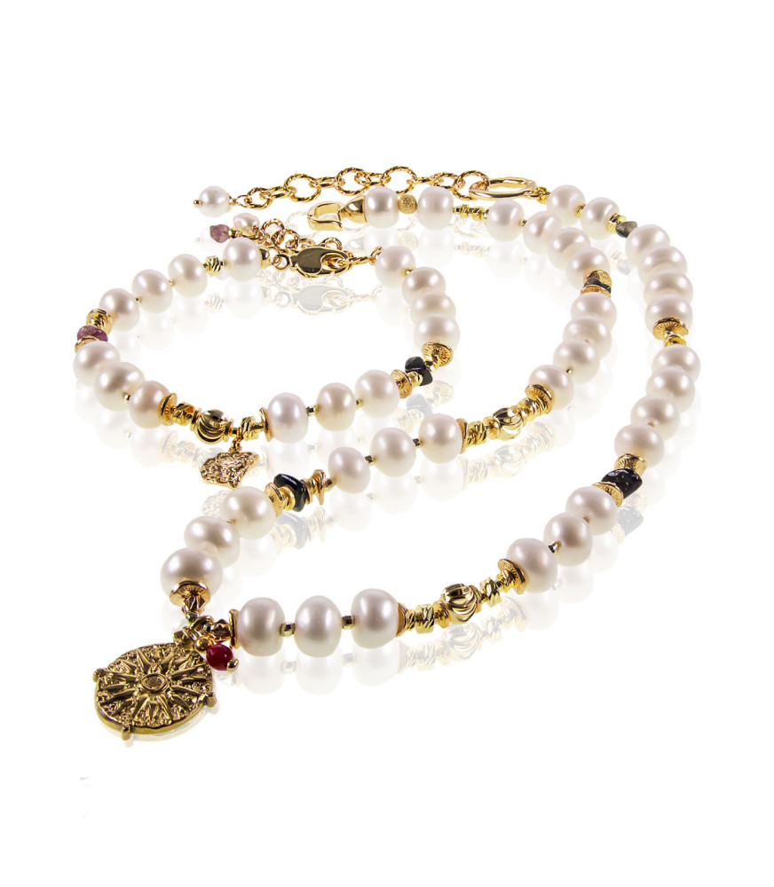''Caméléon'' Süßwasserperlen-Halskette mit Turmalin – Necklaces – View 1