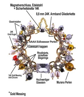 Étoile–Bicolor-Luxus-Armband mit Kristall, Perlen & Murano-Glas – Startseite – Ansicht 3