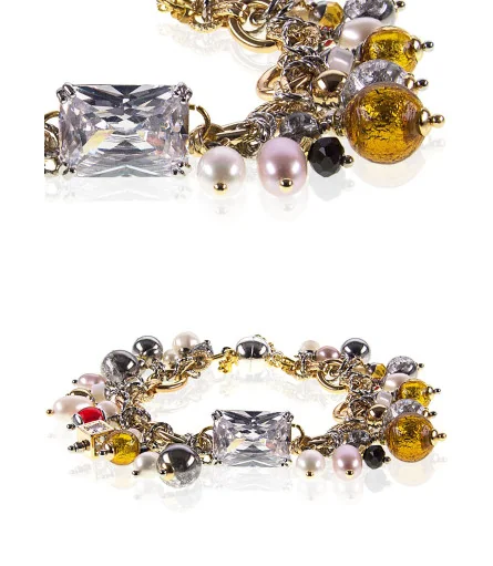 Étoile–Bicolor-Luxus-Armband mit Kristall, Perlen & Murano-Glas – Startseite – Ansicht 1