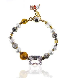 Étoile–Bicolor-Perlenarmband mit Glasstein & Murano-Glas – Startseite – Ansicht 1