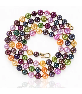 Coloré Süßwasserperlen Halskette, Multi-Color – Halsketten – Ansicht 3