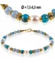 Ocean necklace with freshwater pearls, aquamarine, chalcedony – Necklaces – View 1