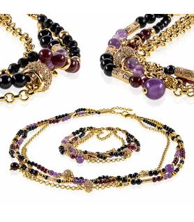 Améthyste Collier aus Améthyst, Granat, Onyx, 14K Kette – Halsketten – Ansicht 1