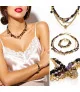 Amethyst necklace made of amethyst, garnet, onyx, 14K chain – Necklaces – View 3