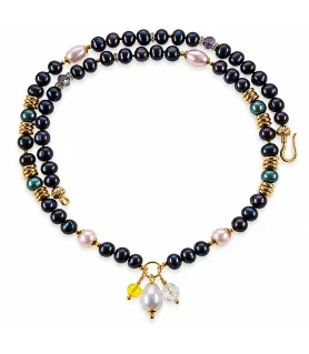 Black butterfly freshwater pearl necklace with pendant – Necklaces – View 3