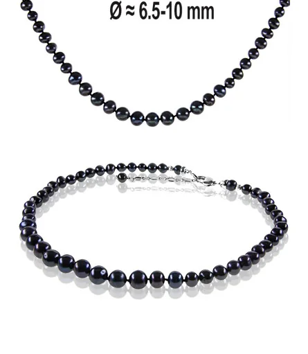 Classic Elegant Freshwater Pearl Necklace, Black – Necklaces – View 1