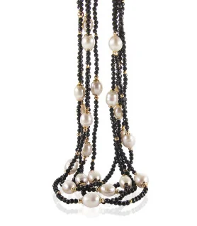 Rain of pearls pearl necklace-freshwater pearls, spinel, white/black – Inspirations – View 3