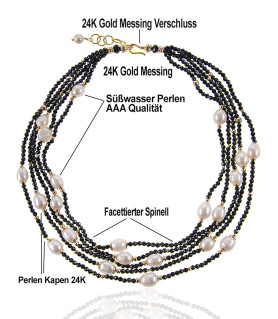 Rain of pearls pearl necklace-freshwater pearls, spinel, white/black – Inspirations – View 4