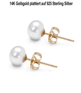 Classique Süßwasserperlen Ohrstecker 7.5-8 mm, Weiß – Ohrringe – Ansicht 3