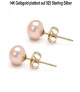 Classique Süßwasserperlen Ohrstecker 7.5-8mm, Rosa/Pink – Ohrringe – Ansicht 3