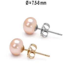 Classique Süßwasserperlen Ohrstecker 7.5-8mm, Rosa/Pink – Ohrringe – Ansicht 1