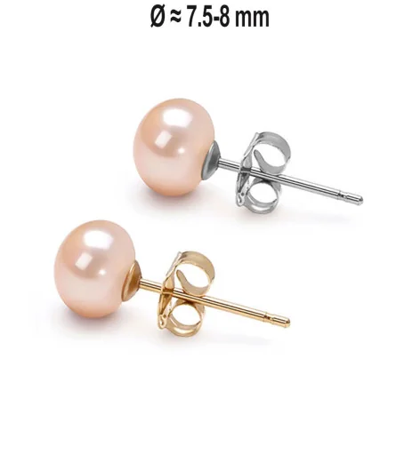 Classique Süßwasserperlen Ohrstecker 7.5-8mm, Rosa/Pink – Ohrringe – Ansicht 1
