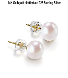 Classique Süßwasserperlen Ohrstecker 9-9.5mm, Weiß – Ohrringe – Ansicht 3