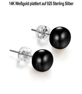 Classique Süßwasserperlen Ohrstecker 9-9.5mm, Schwarz – Ohrringe – Ansicht 4