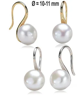 Classique Perlen Ohrhänger, 10-11mm, Weiß – Ohrringe – Ansicht 1