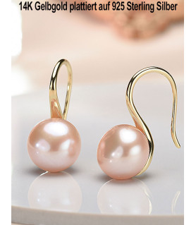 Classique Perlen Ohrhänger, 10-11mm, Rosa – Ohrringe – Ansicht 3