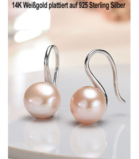 Classique Perlen Ohrhänger, 10-11mm, Rosa – Ohrringe – Ansicht 4