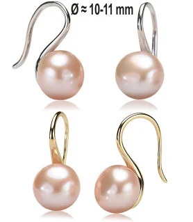Classique Perlen Ohrhänger, 10-11mm, Rosa – Ohrringe – Ansicht 1