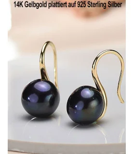 Classic pearl earrings, 10-11mm, black – Earrings – View 3