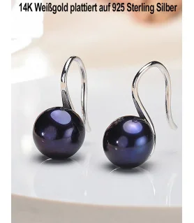 Classic pearl earrings, 10-11mm, black – Earrings – View 4