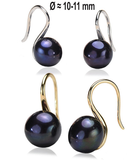 Classique Perlen Ohrhänger, 10-11mm, Schwarz – Ohrringe – Ansicht 1