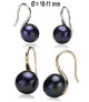 Classic pearl earrings, 10-11mm, black – Earrings – View 1