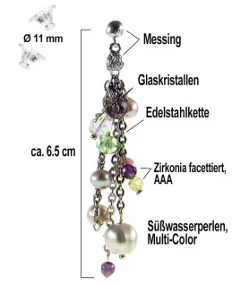 Le jazz Süßwasserperlen Ohrhänger, Edelstahl, Zirkonia – Ohrringe – Ansicht 4