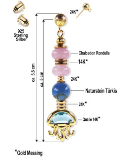 'Méduse de mer' 24K Ohrhänger mit Meeres Qualle,Türkis,Chalcedony – Earrings – View 3