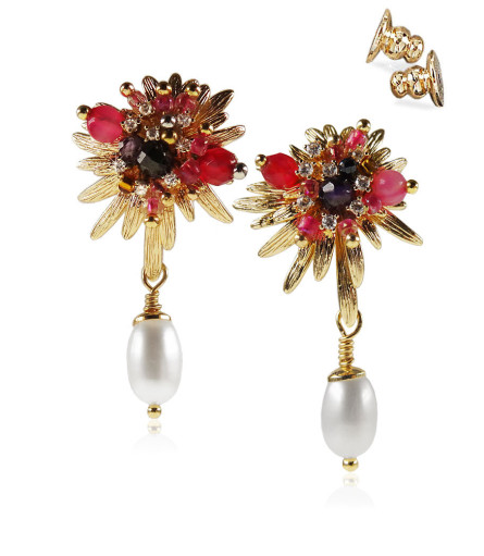 Crète 24K Ohrringe mit Süßwasserperle, Chalcedon – Ohrringe – Ansicht 1