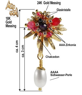 Crète 24K Ohrringe mit Süßwasserperle, Chalcedon – Ohrringe – Ansicht 3