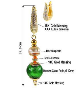 Corfou 18K Gold Ohrhänger mit Barockperlen, Muranoglasperlen – Ohrringe – Ansicht 3