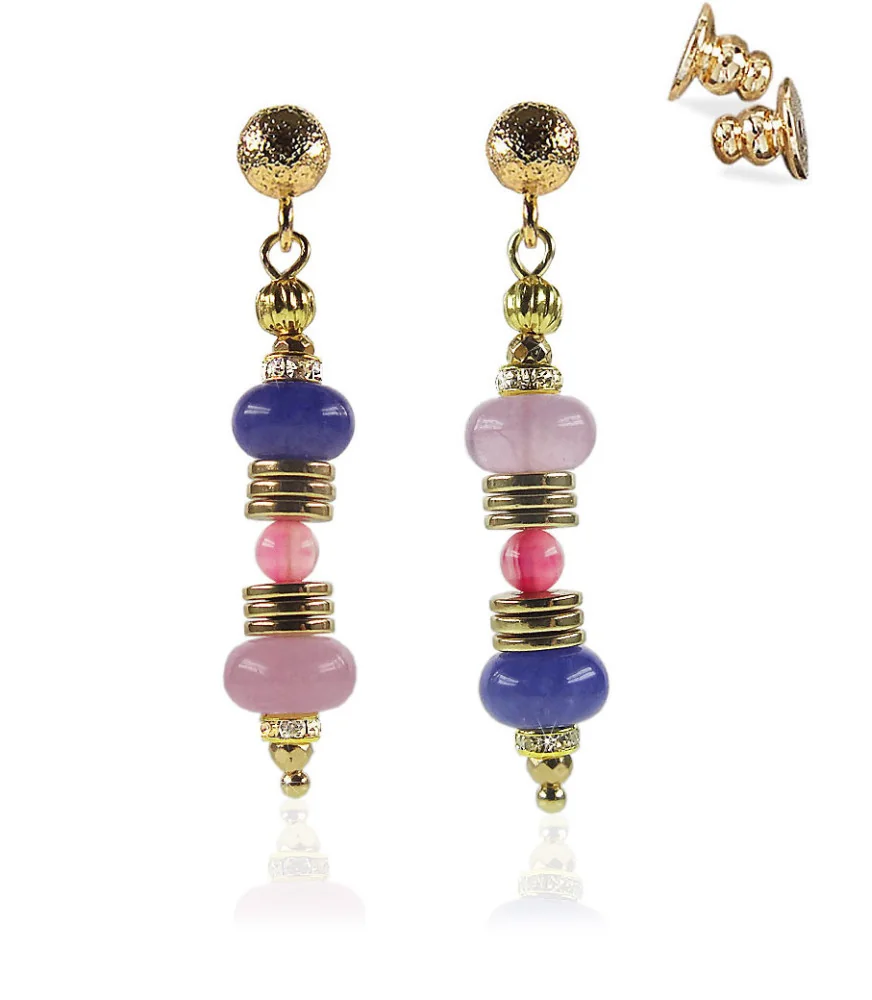 Vacances Asymmetrischen 24K Ohrringe mit Chalcedony, Onyx – Ohrringe – Ansicht 1