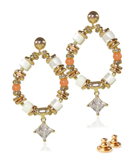 Athéna Creolen aus Perlmutt, Chalcedony, Zirkonia – Ohrringe – Ansicht 1
