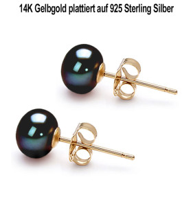 Classique Süßwasserperlen Ohrstecker 7.5-8 mm, Schwarz – Inspirationen – Ansicht 3