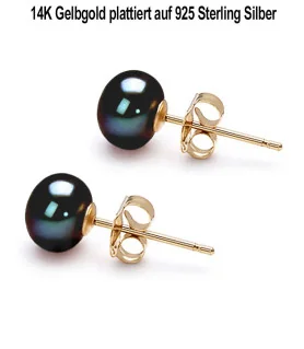 Classique Süßwasserperlen Ohrstecker 7.5-8 mm, Schwarz – Inspirationen – Ansicht 3