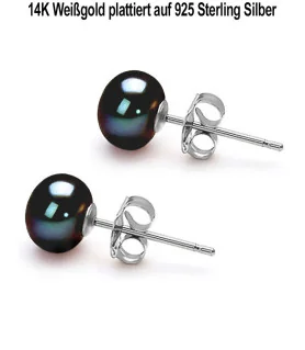 Classique Süßwasserperlen Ohrstecker 7.5-8 mm, Schwarz – Inspirationen – Ansicht 4
