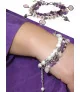 Beau 3-reih. Armband mit Süßwasserperlen, Granat, Amethyst, Rosenquarz – Armbänder – Ansicht 2