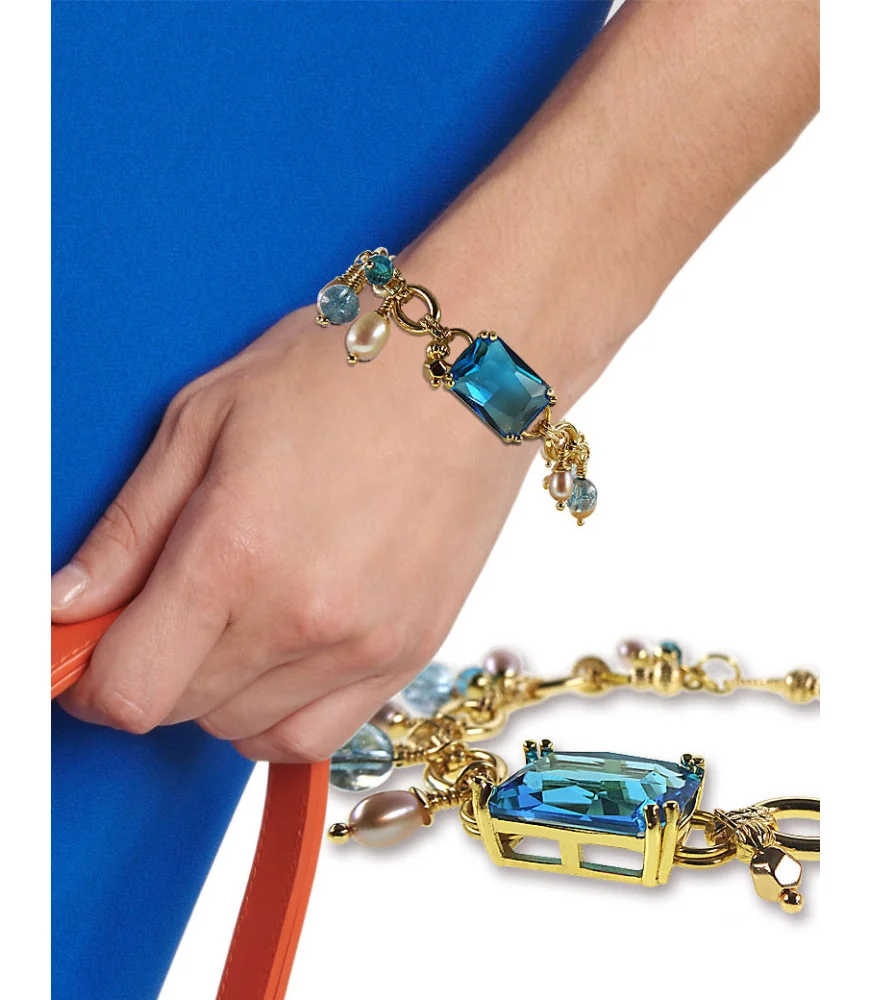 Lagune 24K Gliederkette-Armband,Blautopas,Süßwasserperlen – Inspirationen – Ansicht 1