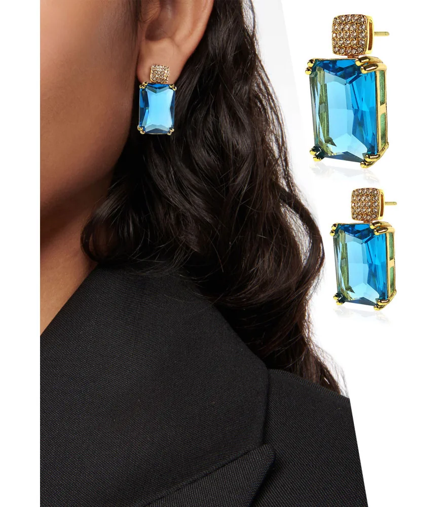 Lagoon Glass Zirconia Stud Earrings – Inspirations – View 1