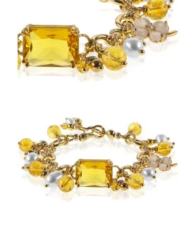 Citron 24K Gliederketten-Armband,Citrin,Süßwasserperlen – Armbänder – Ansicht 1
