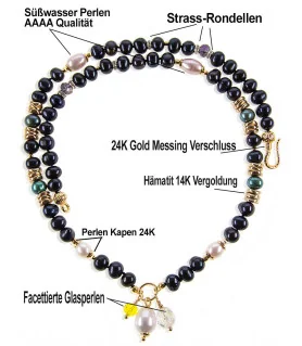 Black butterfly freshwater pearl necklace with pendant – Inspirations – View 4
