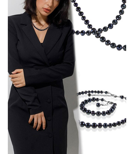 Classique Elegante Süßwasserperlen Kette, Schwarz – Inspirationen – Ansicht 1