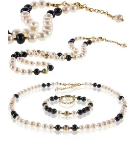 Elegance freshwater pearl bracelet, 6-7mm, white/black – Bracelets – View 6
