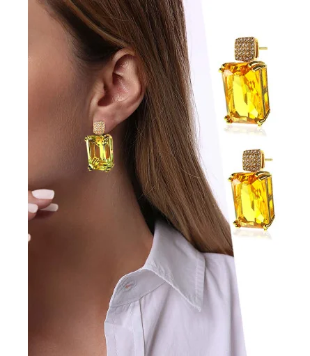 Lemon Glass-Crystal Zirconia Earrings – Inspirations – View 1